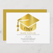 Moderne einfache Gold Graduation Party Einladung (Vorne/Hinten)