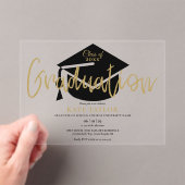 Moderne, einfache Gold-Script-Graduierungspartei Acryleinladungen (Insitu (Handheld))