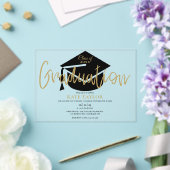 Moderne, einfache Gold-Script-Graduierungspartei Acryleinladungen (In Situ (Hochzeit))