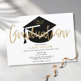 Moderne, einfache Gold-Script-Graduierungspartei Einladung