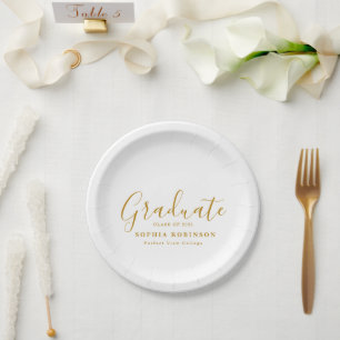 Moderne, einfache Gold-Script-Graduierungspartei Pappteller