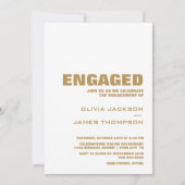 Moderne, einfache Gold- und White-Engagement-Parte Einladung (Vorderseite)