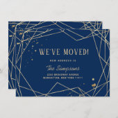 Moderne, einfache Goldene Navy-Abstrakt-Frame-Bewe Ankündigung (Vorne/Hinten)