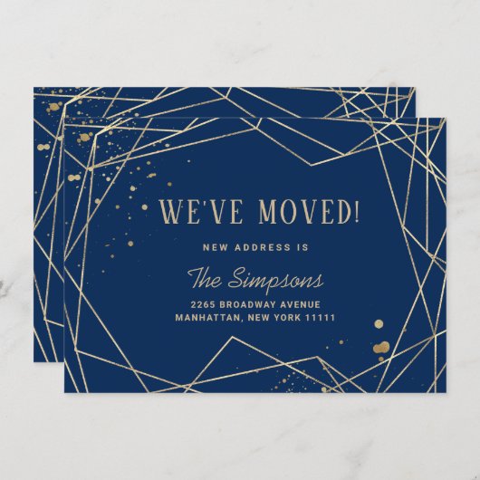 Moderne, einfache Goldene Navy-Abstrakt-Frame-Bewe Ankündigung (Vorne/Hinten)