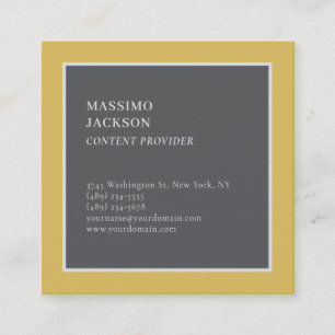 Moderne einfache goldene und graue Farb-Minimalist Quadratische Visitenkarte