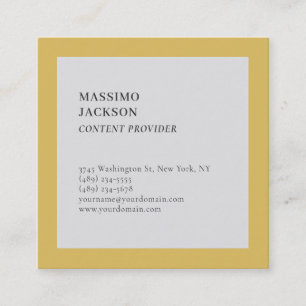 Moderne einfache goldene und graue Minimalist  Quadratische Visitenkarte