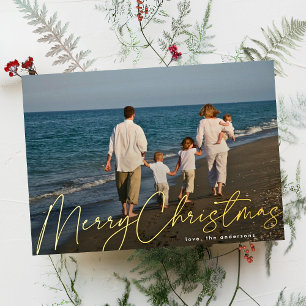 Moderne einfache goldene Weihnachtsgrüße Foto Folien Feiertagskarte