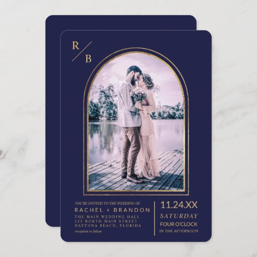 Moderne, einfache Goldmedaille Einladung (Vorne/Hinten)