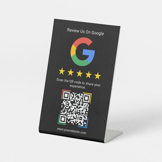 Moderne einfache Google-Bewertungs-QR-Code-Unterne Sockelschild (Vorderseite)