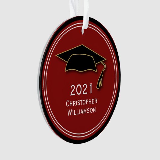 Moderne einfache Graduation Cap Class 2021 Ornament (Vorderseite)