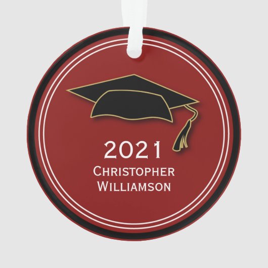Moderne einfache Graduation Cap Class 2021 Ornament (Rückseite)