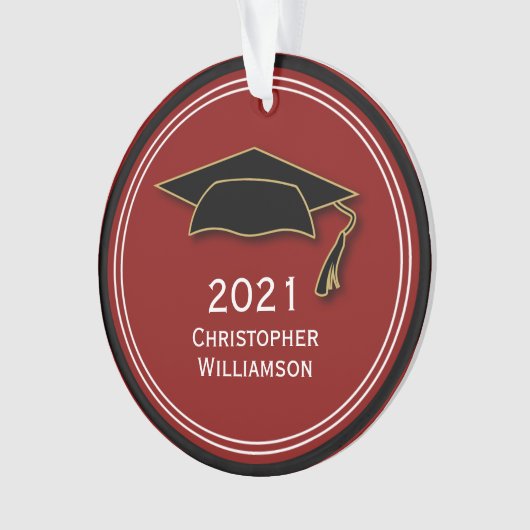 Moderne einfache Graduation Cap Class 2021 Ornament (Vorderseite)