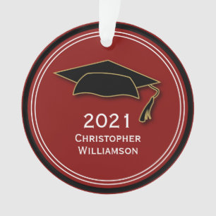 Moderne einfache Graduation Cap Class 2021 Ornament
