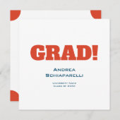 Moderne einfache Graduierungspartei Rot und Blau P Einladung (Vorne/Hinten)