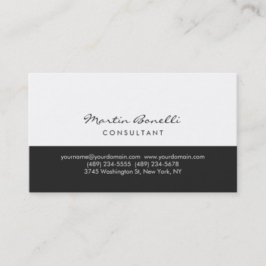 Moderne, einfache, graue weiße Beratungskarte Visitenkarte (Vorderseite)