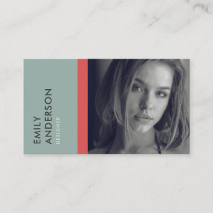 MODERNE EINFACHE GRAY RED PERSONAL FOTO IDENTITY VISITENKARTE
