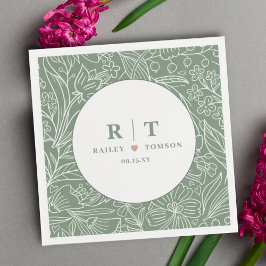 Moderne einfache, grüne Blütenblüte Stilvolle Hoch Serviette