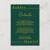 Moderne einfache grüne und goldene, elegante Hochz Begleitkarte (Vorderseite)