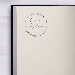 Moderne einfache handgezeichnete Buch- und Herz-Bi Gummistempel