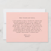 Moderne, einfache Handhabung Rosa Foto Abschluss Dankeskarte (Rückseite)