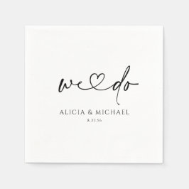 Moderne, einfache Handschrift Herz Hochzeit Serviette