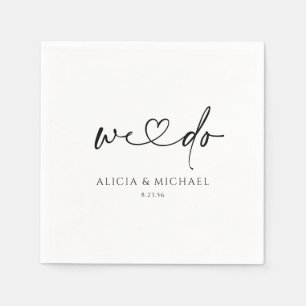 Moderne, einfache Handschrift Herz Hochzeit Serviette