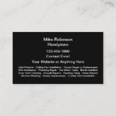Moderne, einfache Handyman-Visitenkarten Visitenkarte (Rückseite)
