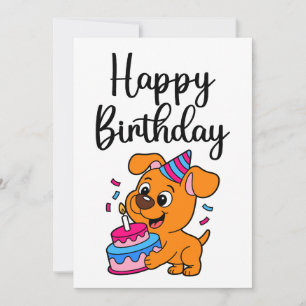 Moderne einfache Happy Birthday süße Hunde Mitteilungskarte