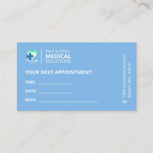 Moderne, einfache, hellblaue Medizin Terminkarte (Vorderseite)