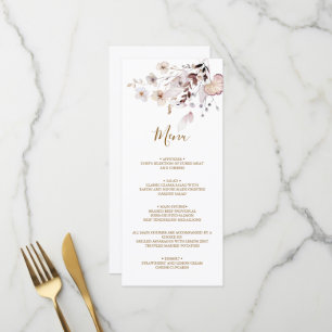 Moderne einfache Herbst-Hochzeit mit getrockneten Menükarte