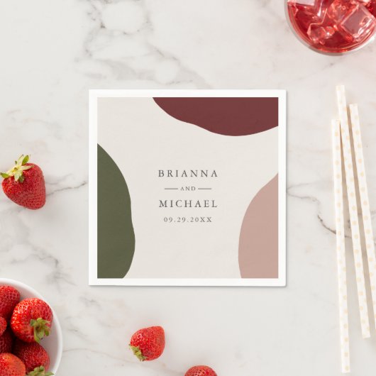 Moderne, einfache Herbstfarben Hochzeit Serviette (Beispiel)