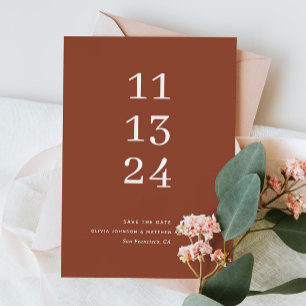 Moderne, einfache Herbstterracotta Minimalistische Save The Date