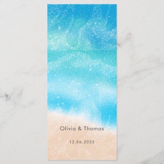 Moderne, einfache Hochzeit am Sandstrand Menükarte (Rückseite)