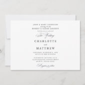Moderne einfache Hochzeit beider Eltern Schwarz &  Einladung (Vorderseite)