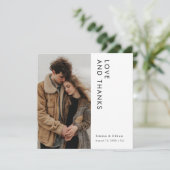 Moderne einfache Hochzeit Danke Fotokarte (Stehend Vorderseite)
