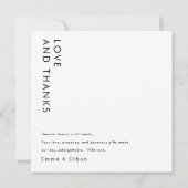 Moderne einfache Hochzeit Danke Fotokarte (Rückseite)