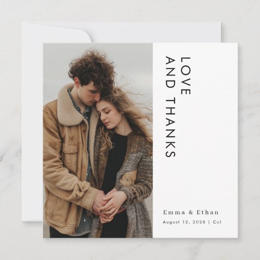 Moderne einfache Hochzeit Danke Fotokarte (Vorderseite)