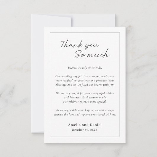 Moderne einfache Hochzeit danke Karte (Vorderseite)