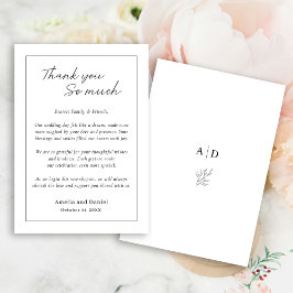 Moderne einfache Hochzeit danke Karte