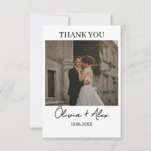 Moderne einfache Hochzeit Danke-Karten mit Foto Dankeskarte