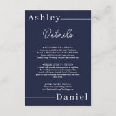 Moderne einfache Hochzeit der Navy Begleitkarte (Vorderseite)