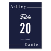 Moderne einfache Hochzeit der Navy Tischnummer (Rückseite)