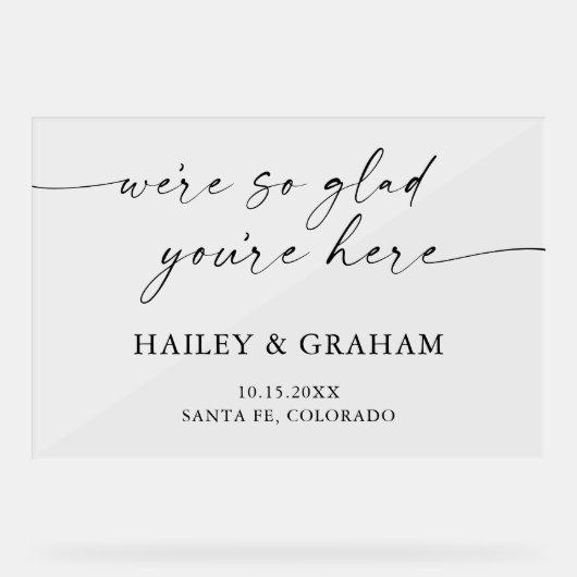 Moderne einfache Hochzeit Elegante Kalligrafie Wil Acrylschild (Vorderseite)