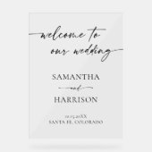 Moderne einfache Hochzeit Elegante Kalligrafie Wil Acrylschild (Vorderseite)