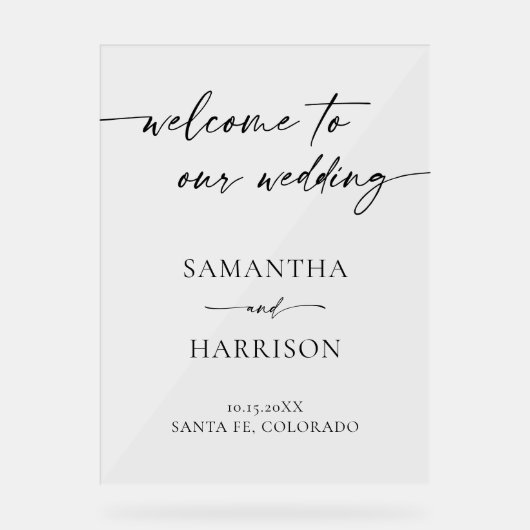 Moderne einfache Hochzeit Elegante Kalligrafie Wil Acrylschild (Vorderseite)