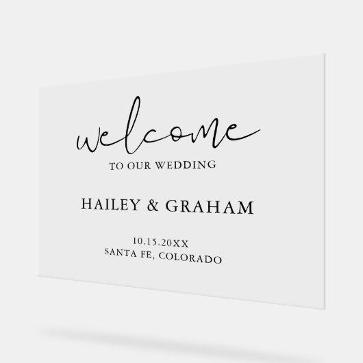 Moderne einfache Hochzeit Elegante Kalligrafie Wil Acrylschild (Winkel)