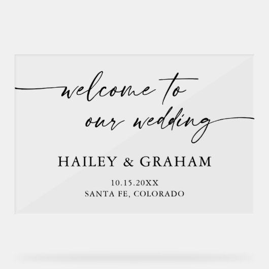 Moderne einfache Hochzeit Elegante Kalligrafie Wil Acrylschild (Vorderseite)