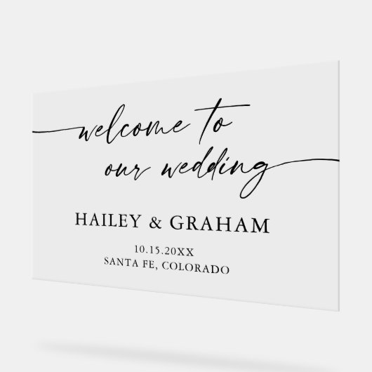 Moderne einfache Hochzeit Elegante Kalligrafie Wil Acrylschild (Winkel)