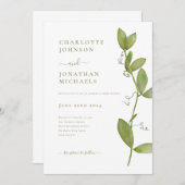 Moderne einfache Hochzeit im Grünen Einladung (Vorne/Hinten)