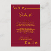 Moderne, einfache Hochzeit in Burgund und Gold Begleitkarte (Vorderseite)